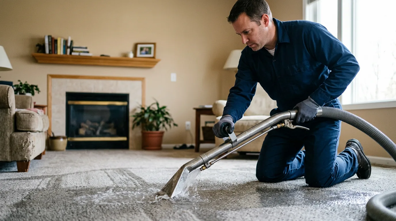 Water damage restoration technician working near Landers, CA